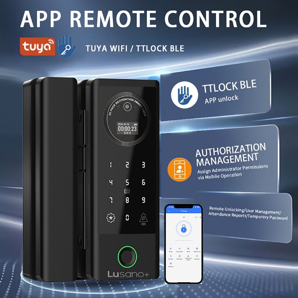 Lusano Glass Digital Lock App Remote Control Lusano Glass Digital Lock App Remote Control