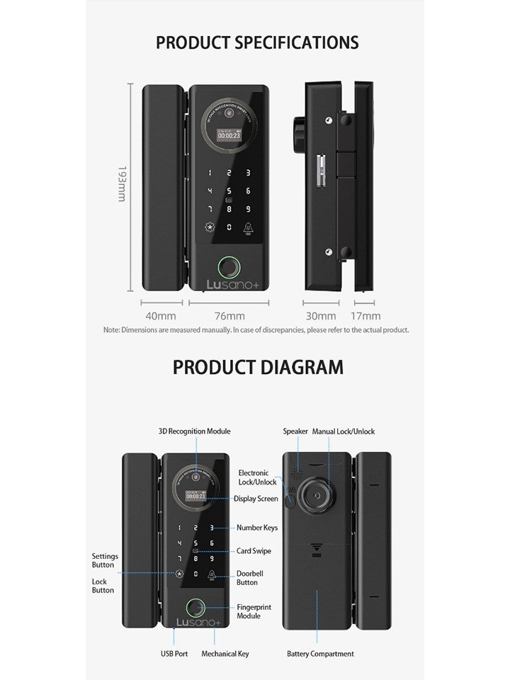 Lusano-Glass-Digital-Lock-Product-Specification Lusano-Glass-Digital-Lock-Product-Specification
